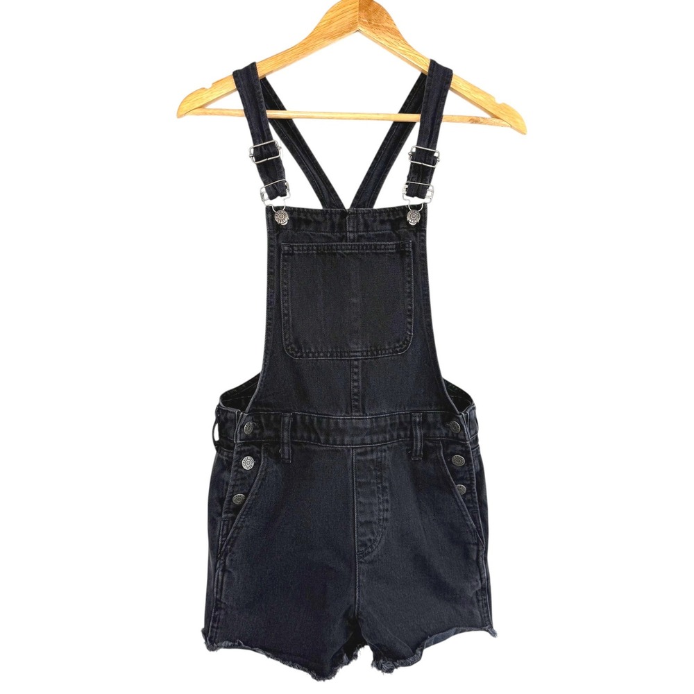 Madewell Denim Short Overalls Black Adirondack Bib Raw‎ Hem Grunge Streetwear XS